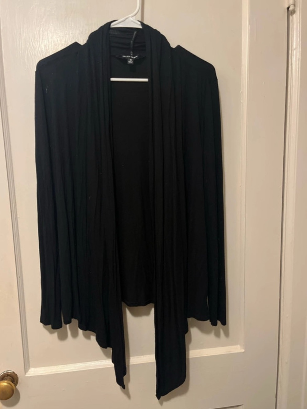 Ellen Tracy Black Open-Front Draped Cardigan